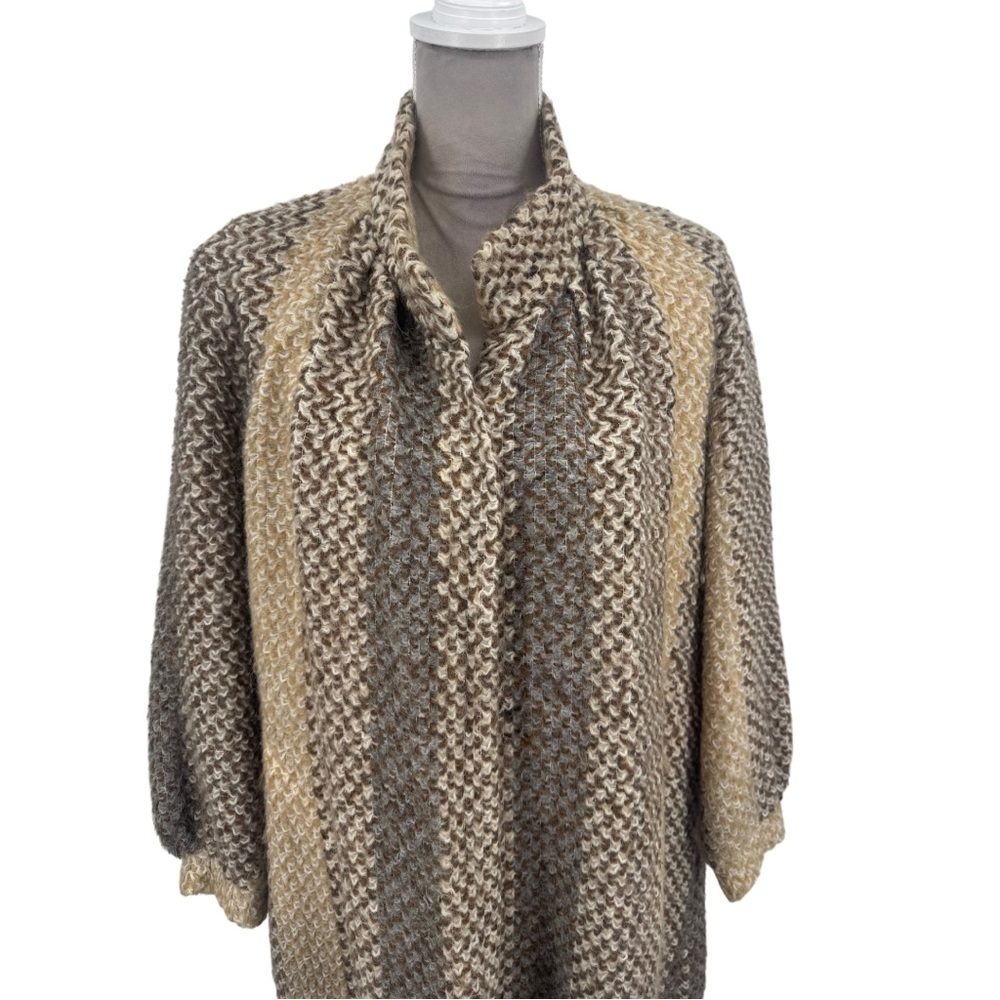 Vintage MJ Seattle Mohair Wool Coat Duster Oversized Long Neutral USA Made Size - Picture 3 of 9